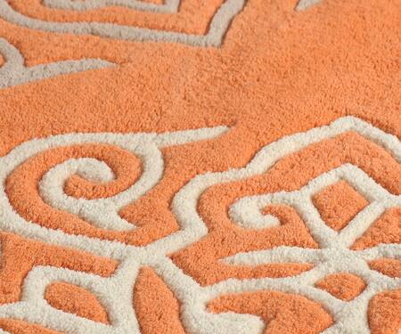 Littlelooms_Orange Hand Tufted Blend Of 50% New Zealand Wool And50% Pure Classic Medallion Rug_Online_at_Aza_Fashions