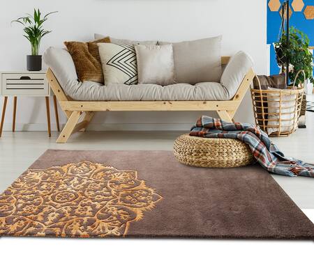 Littlelooms Brown Hand Tufted Blend Of 50% New Zealand Wool And50% Pure Classic Dual Hued Rug