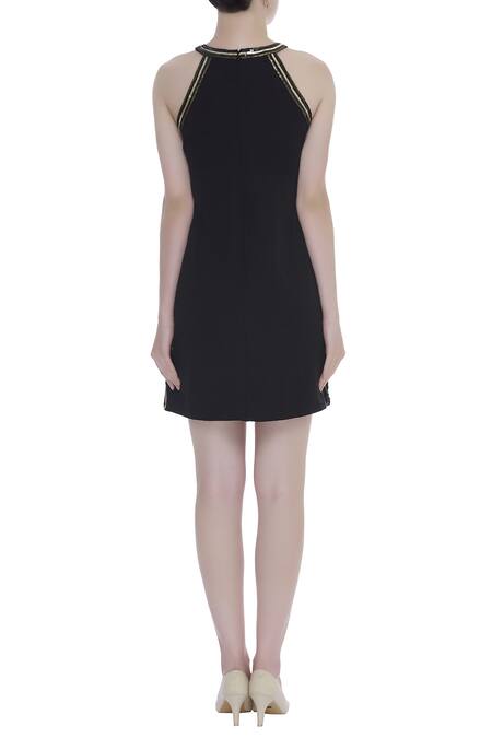 Shop_Kresha Lulla_Black Embroidered Dress_at_Aza_Fashions