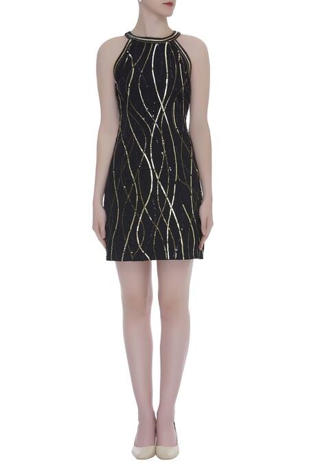 Shop_Kresha Lulla_Black Embroidered Dress_Online_at_Aza_Fashions