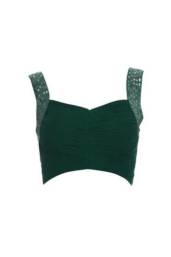 Buy_Kresha Lulla_Green Feather Detail Saree_Online_at_Aza_Fashions