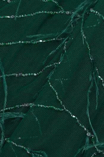 Kresha Lulla_Green Feather Detail Saree_at_Aza_Fashions