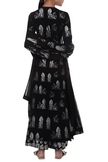 Shop Masaba Black Rabbit Foil Printed Kurta Palazzo Set at Aza Fashions Shop_Masaba_Black Rabbit Foil Printed Kurta Palazzo Set_at_Aza_Fashions