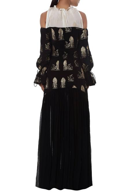 Shop Masaba Black Foil Print Gown at Aza Fashions Shop_Masaba_Black Foil Print Gown_at_Aza_Fashions