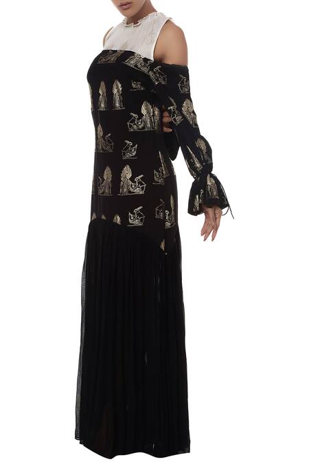Masaba Black Foil Print Gown Online at Aza Fashions Masaba_Black Foil Print Gown_Online_at_Aza_Fashions