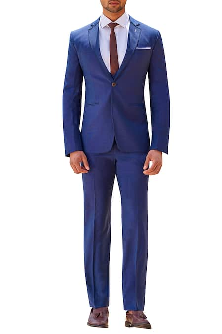 Sarah & Sandeep Blue Suit Set With Waistcoat