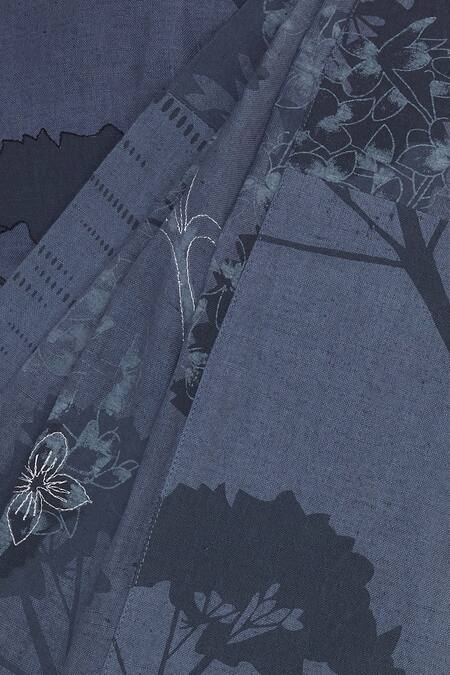 Shop Shagun Manchanda Grey Linen Embroidered Handcrafted Saree With Frill Border Online at Aza Fashions Shop_Shagun Manchanda_Grey Linen Embroidered Handcrafted Saree With Frill Border _Online_at_Aza_Fashions