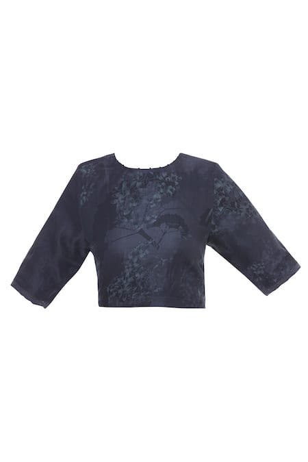 Shagun Manchanda Grey Hand Painted Blouse Online at Aza Fashions Shagun Manchanda_Grey Hand Painted Blouse _Online_at_Aza_Fashions