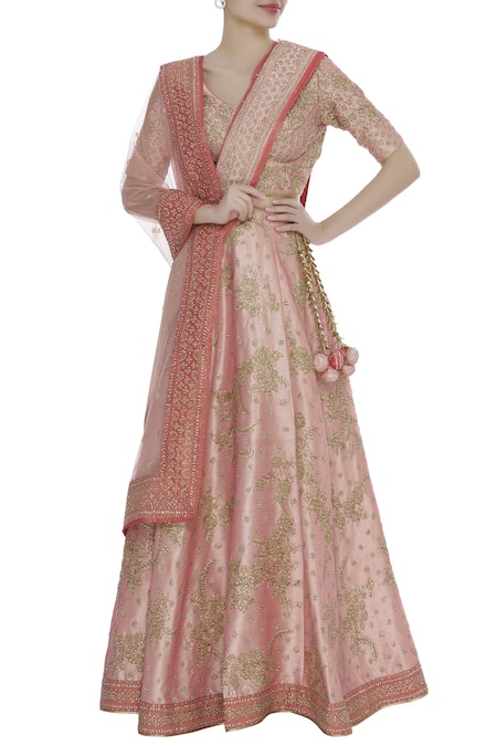Vandana Sethi Zari & Zricon Embroidered Bridal Lehenga Set 