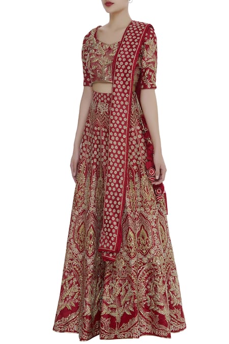 Buy Multi-Color Sequins Velvet Lehenga Choli With Double Dupatta From  Ethnic Plus