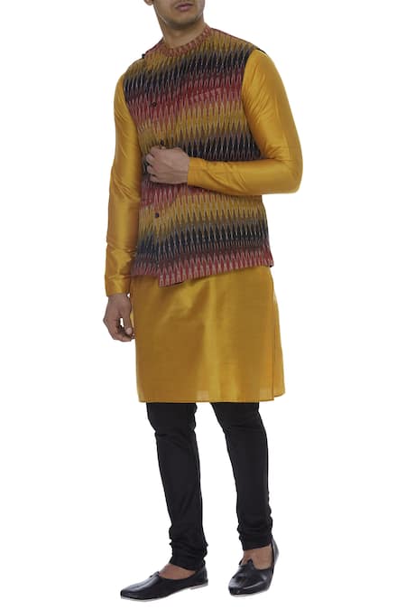 Manish Nagdeo Textured Bundi Kurta Set  (For Kids)