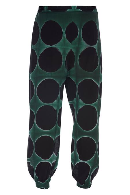 The Pot Plant Clothing Black Circular Hand Dyed Joggers Online at Aza Fashions The Pot Plant Clothing_Black Circular Hand Dyed Joggers_Online_at_Aza_Fashions