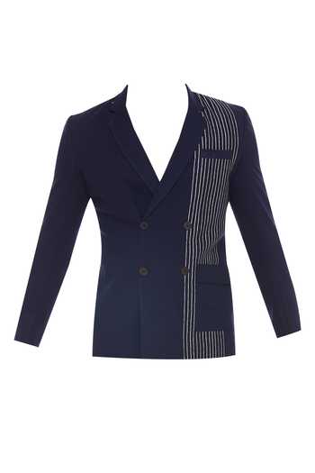 Shop_The Pot Plant Clothing_Blue Stripped Button Detail Blazer_Online_at_Aza_Fashions