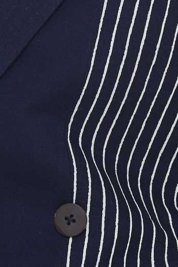 The Pot Plant Clothing_Blue Stripped Button Detail Blazer_at_Aza_Fashions