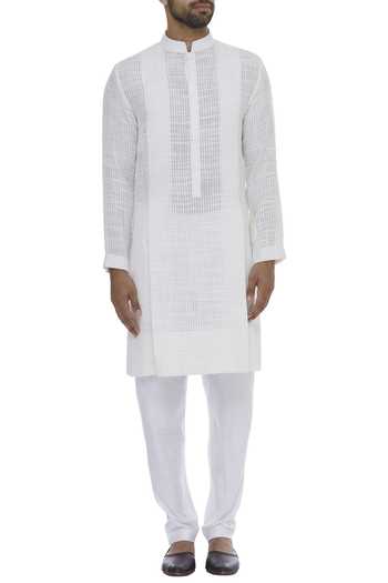 Buy Manish Malhotra White Geometric Floral Embroidered Jacket With Kurta And Churidar Online at Aza Fashions Buy_Manish Malhotra_White Geometric Floral Embroidered Jacket With Kurta And Churidar_Online_at_Aza_Fashions