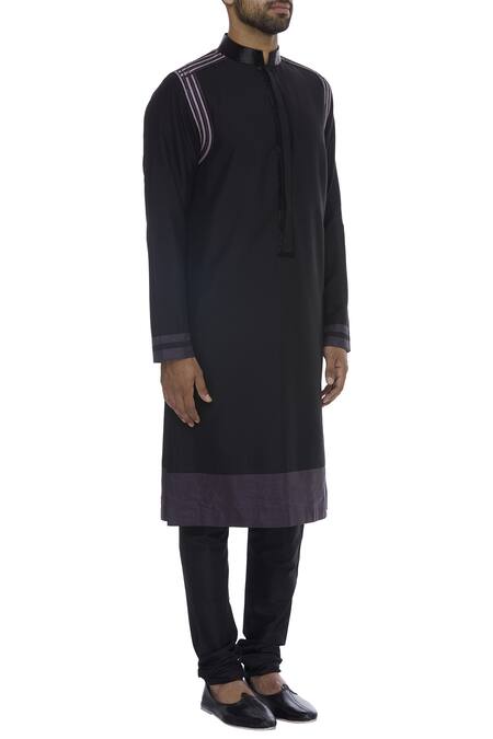 Manish Malhotra_Black Cutdana Embellished Classic Kurta Set_Online_at_Aza_Fashions