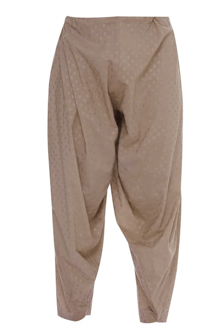 Shop_DivA'NI_Gold Chanderi Embroidered Thread Kurta With Pyjama _Online_at_Aza_Fashions