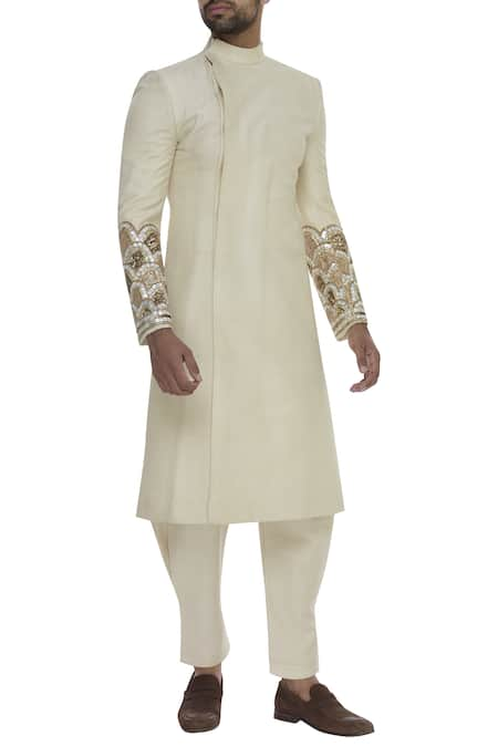 Diva'ni Scallop Embroidered Sherwani With Pant & Inner Kurta 