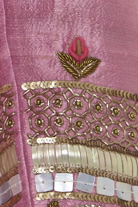 DivA'NI_Blue Raw Silk Embroidery Thread And Zardozi Bandhgala Set_at_Aza_Fashions