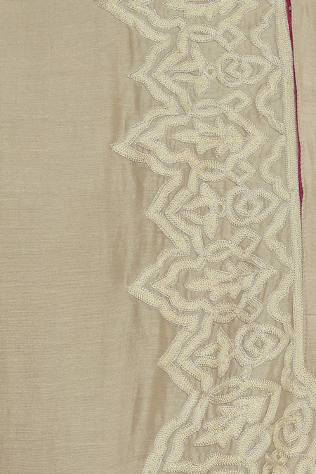 DivA'NI_Gold Chanderi Embroidery Zardozi Hand Kurta With Dhoti Pant _at_Aza_Fashions