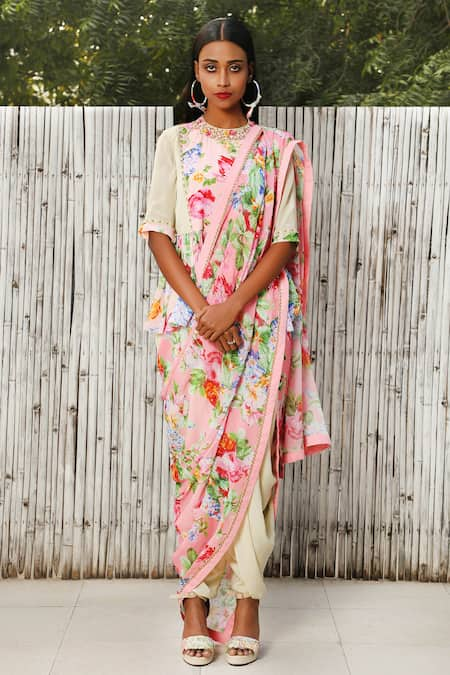 Nikasha Floral Printed Dhoti Saree 