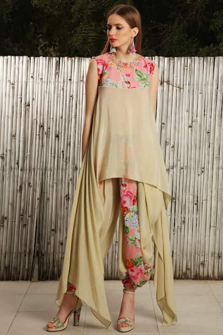 Nikasha Asymmetric Floral print Tunic With Dhoti pants 