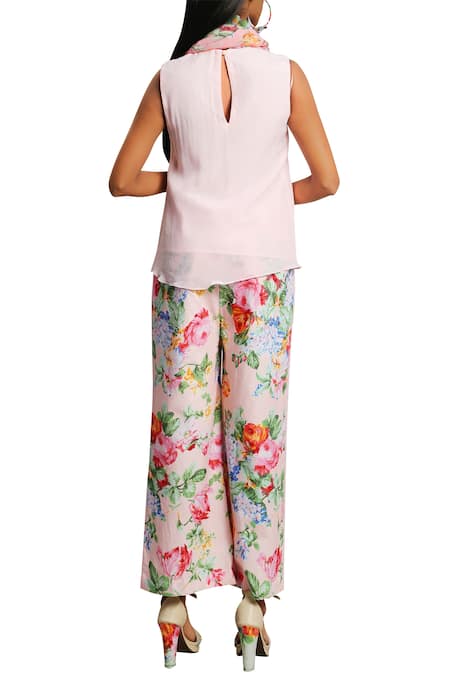 Nikasha Vintage Floral Pant With Top & Scarf 
