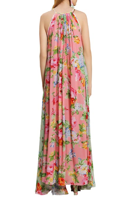 Nikasha Asymmetric Printed Tie Up Dress 
