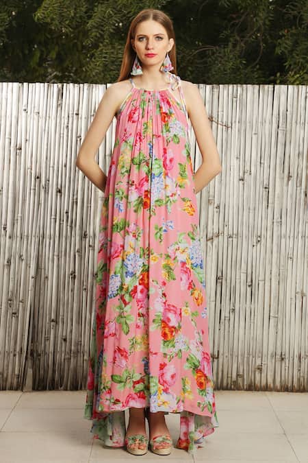 Nikasha Asymmetric Printed Tie Up Dress 