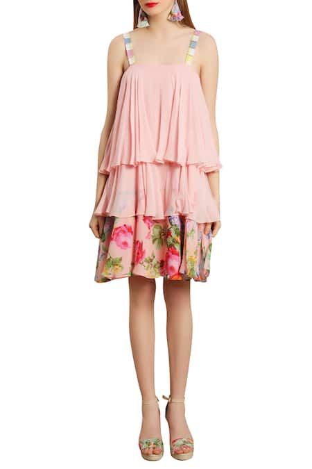 Nikasha Rose Print layered Dress  