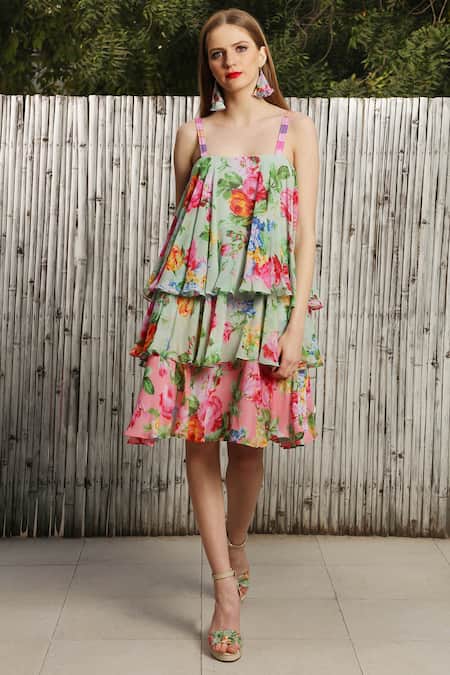 Nikasha Layered Rose Print Dress 