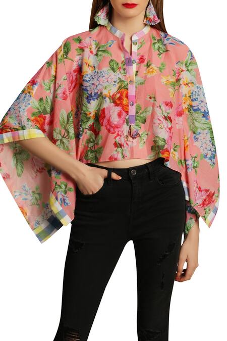 Shop Nikasha Pink Printed Crop Top Online at Aza Fashions Shop_Nikasha_Pink Printed Crop Top _Online_at_Aza_Fashions