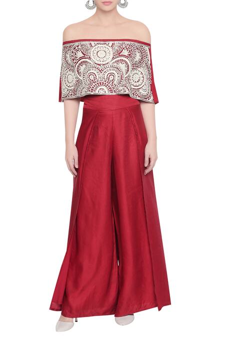 Roshni Chopra Embroidered Cape Blouse And Palazzo Set Online at Aza Fashions Roshni Chopra_Embroidered Cape Blouse And Palazzo Set_Online_at_Aza_Fashions