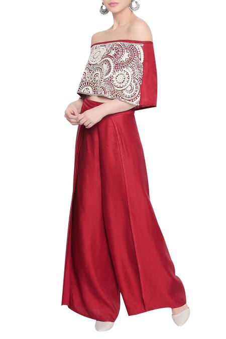 Buy Roshni Chopra Embroidered Cape Blouse And Palazzo Set Online at Aza Fashions Buy_Roshni Chopra_Embroidered Cape Blouse And Palazzo Set_Online_at_Aza_Fashions