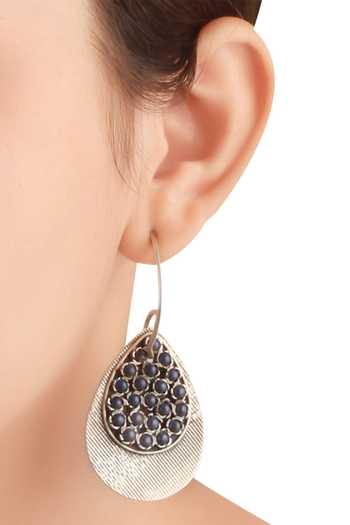 Shop Sangeeta Boochra Silver Plated Bead Drop String Earrings at Aza Fashions Shop_Sangeeta Boochra_Silver Plated Bead Drop String Earrings_at_Aza_Fashions