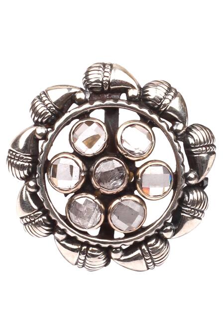 Sangeeta Boochra Silver Plated Stones Baroque Kundan Stud Earrings Online at Aza Fashions Sangeeta Boochra_Silver Plated Stones Baroque Kundan Stud Earrings _Online_at_Aza_Fashions