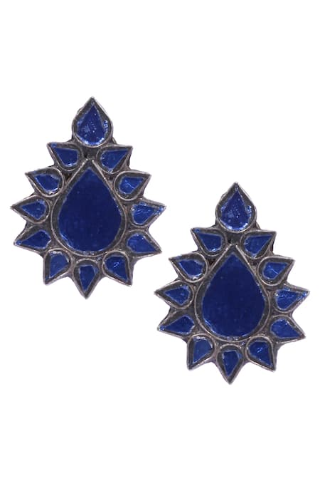 Ori Tao Bijoux Jewelry | Oval Drop Earrings Blue Stone
