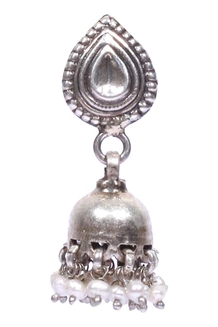 Buy Sangeeta Boochra Silver Plated Pearls Drop Handcrafted Jhumka Earrings Online at Aza Fashions Buy_Sangeeta Boochra_Silver Plated Pearls Drop Handcrafted Jhumka Earrings _Online_at_Aza_Fashions