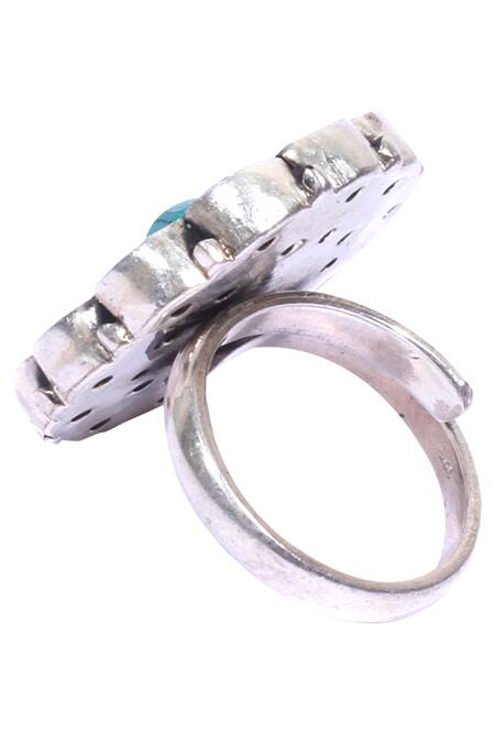 Sangeeta Boochra_Blue Stones Embedded Oversized Finger Ring _Online_at_Aza_Fashions