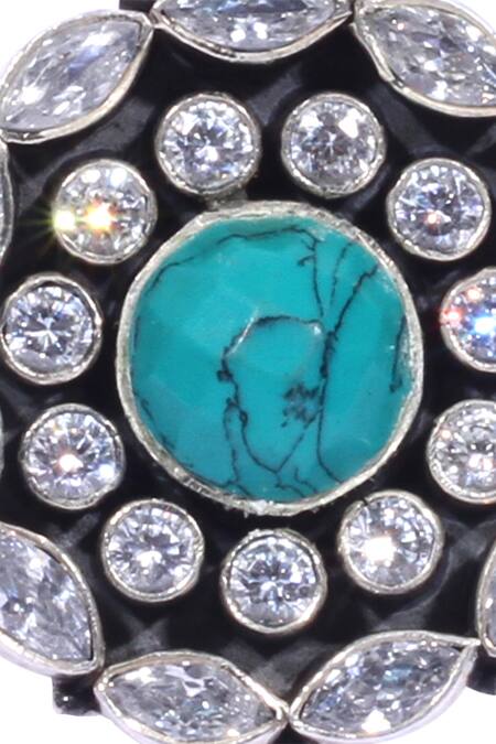 Buy_Sangeeta Boochra_Blue Stones Embedded Oversized Finger Ring _Online_at_Aza_Fashions