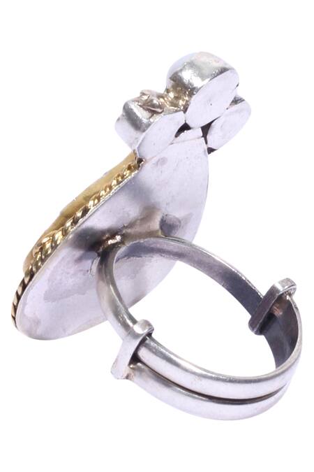 Sangeeta Boochra_Gold Plated Stone Encrusted Handcrafted Finger Ring _Online_at_Aza_Fashions