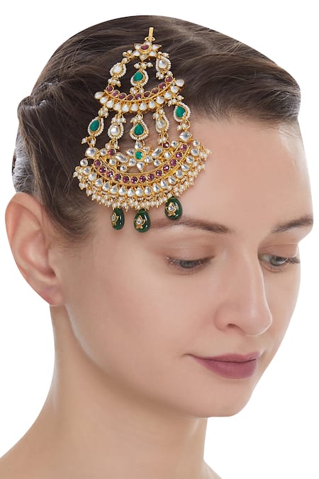 Shop Moh-Maya By Disha Khatri Gold Plated Semi Precious Stone Passa at Aza Fashions Shop_Moh-Maya By Disha Khatri_Gold Plated Semi Precious Stone Passa _at_Aza_Fashions