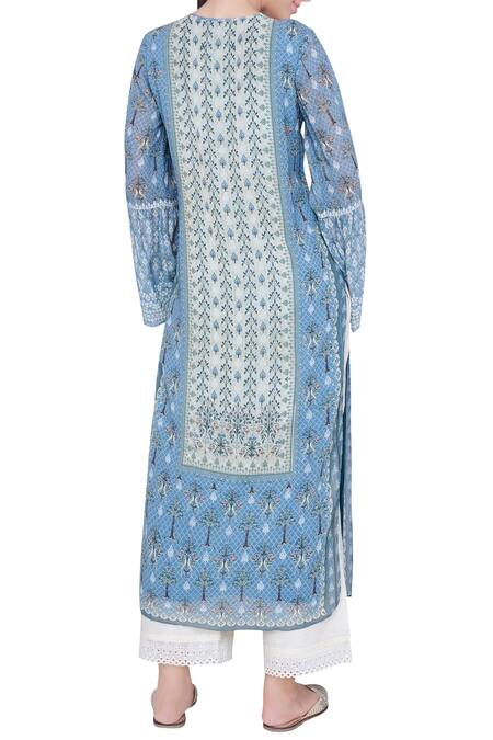 Shop Anita Dongre Floral Printed Tunic With Bell Sleeves at Aza Fashions Shop_Anita Dongre_Floral Printed Tunic With Bell Sleeves_at_Aza_Fashions