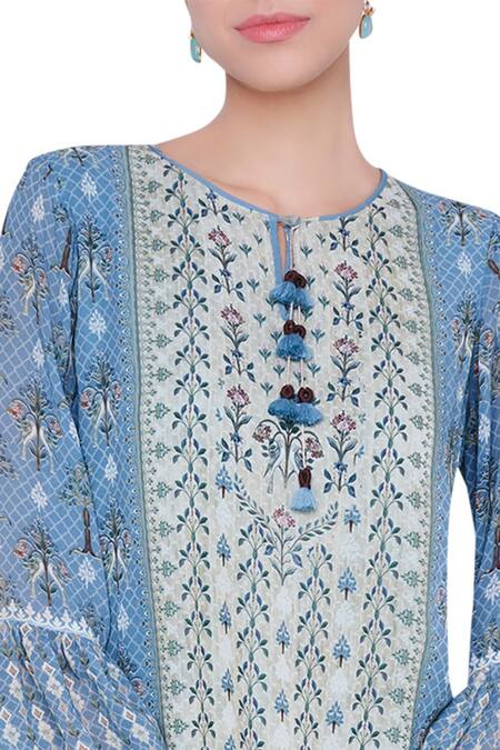 Anita Dongre Floral Printed Tunic With Bell Sleeves Online at Aza Fashions Anita Dongre_Floral Printed Tunic With Bell Sleeves_Online_at_Aza_Fashions