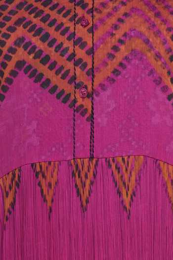 Saaksha & Kinni_Pink Leheriya Print Cinched Waist Kurti_at_Aza_Fashions