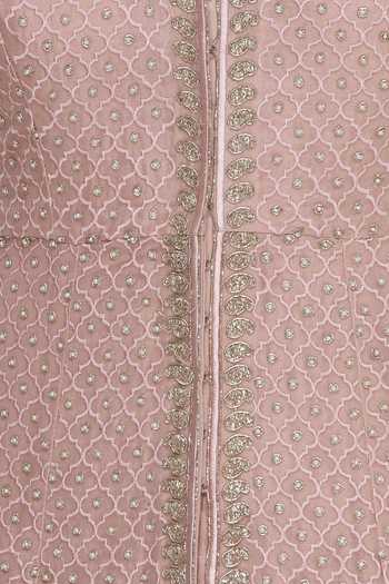 Ayushi Bhasin_Pink Embroidered Flared Jacket With Anarkali_at_Aza_Fashions