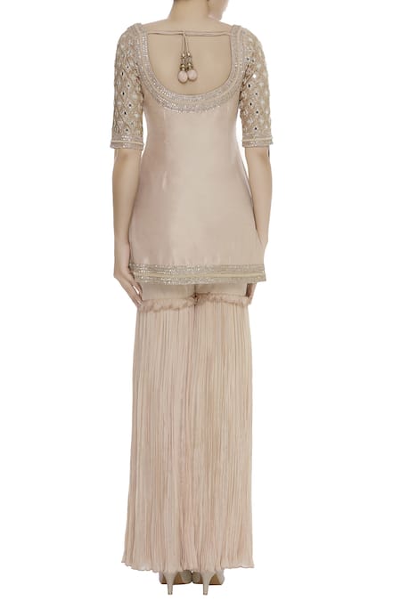 Ayushi Bhasin Mirror Embroidered Kurta Sharara Set 