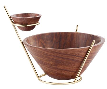 Perenne Design_Wooden Chip And Dip Bowl_Online_at_Aza_Fashions