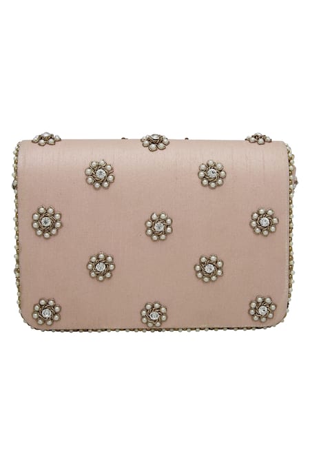 Fuchsia by aashaka mehta Peach Embroidery, Beads Clutch With Sling Online at Aza Fashions Fuchsia by aashaka mehta_Peach Embroidery, Beads Clutch With Sling _Online_at_Aza_Fashions