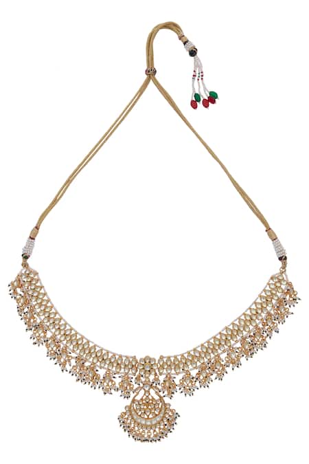 Anjali Jain Gold Plated Kundan Bead Necklace And Earring Set Online at Aza Fashions Anjali Jain_Gold Plated Kundan Bead Necklace And Earring Set_Online_at_Aza_Fashions